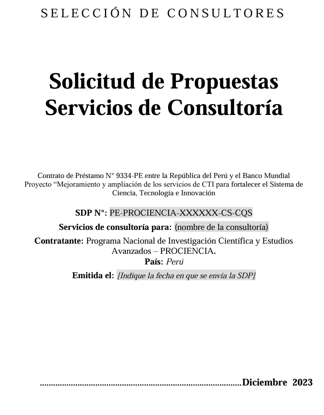 Anexo N° 5.7 SDP para Selección Basada en el Menor Costo (SBMC), Selección Basada en Calidad y Costo (SBCC), Selección Basada en Presupuesto Fijo (SBPF)…